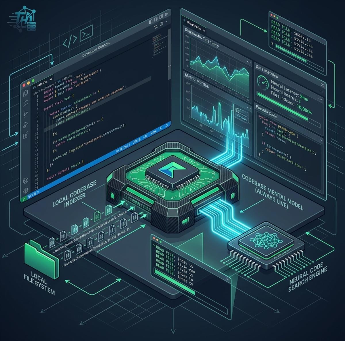Detailed isometric infographic comparing the core technical workflows, capabilities, and key characteristics of Claude Code, Codex, GitHub Copilot, and Cursor AI coding agents in 2026.